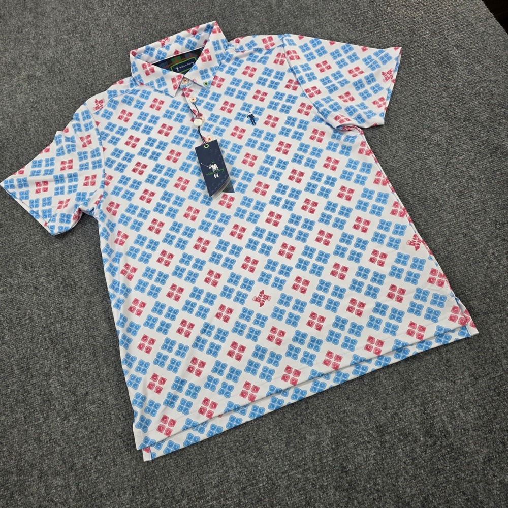 William Murray‎ The Wrig Polo Shirt Mens Medium Golf Pattern New with Tags